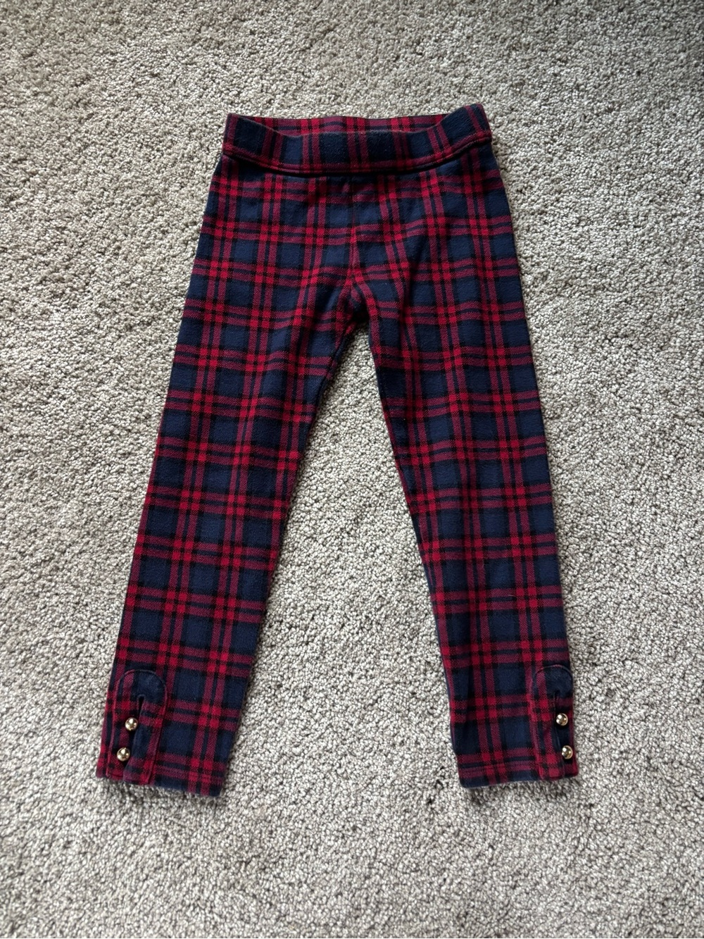 Janie and Jack Tartan Button Cuff Ponte Pant